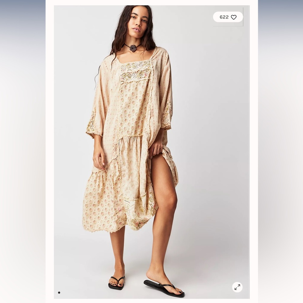 Free People Magnolia Pearl Patchwork Helenia Faded & Distressed Dress OS